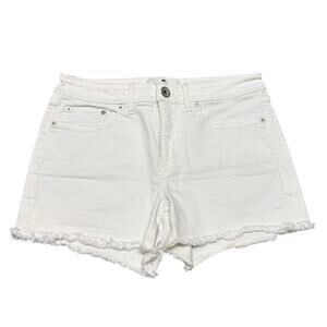 Vineyard Vines White Denim Shorts Mid Rise Raw Hem 3" Inseam Medium Spring